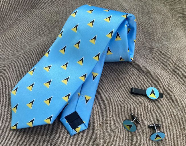 Saint Lucia Flag Tie with Cuff Links